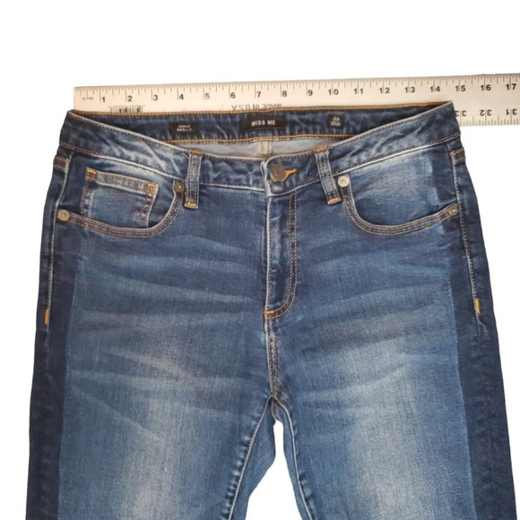 Miss Me Ankle Skinny 29 (Meas 28x26.5 9" Mid Rise) Tuxedo Stripe Dark Jeans A6 - Picture 3 of 11